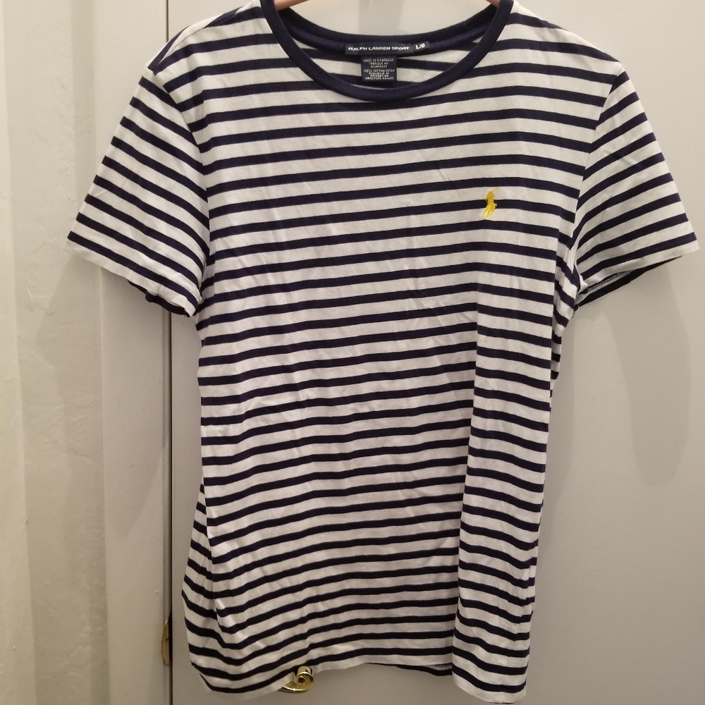 Ralph Lauren Sport blue and white striped shirt